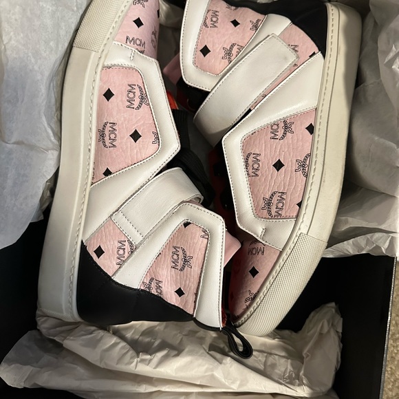 ❌SOLD MCM High-Top Sneakers in Monogram Pink with White size 39 (Men’s) - Picture 1 of 11